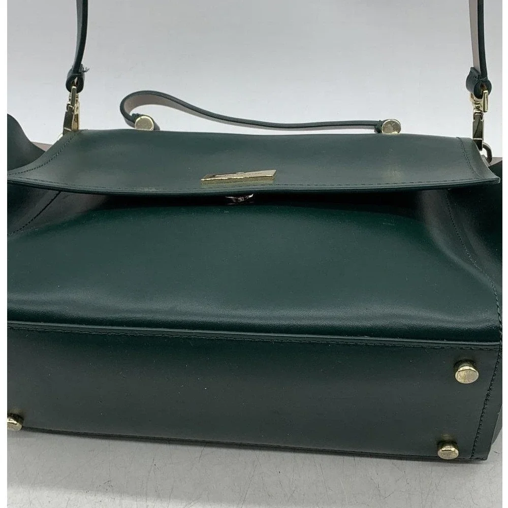 Kate Spade New York Forest Green Leather Crossbody‎ Satchel Bag Gold Hardware